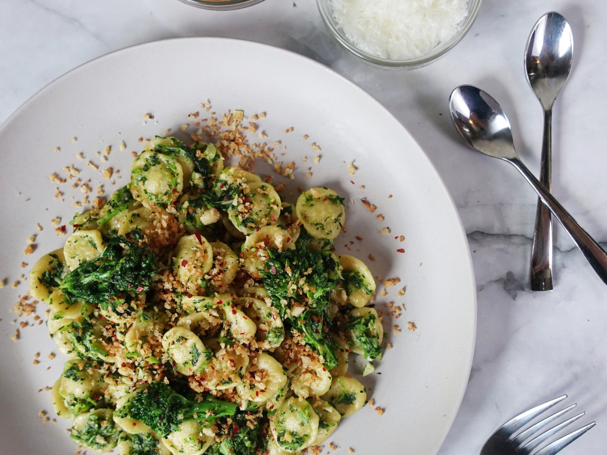 Orecchiette with Rapini (or other greens)